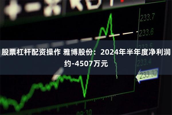 股票杠杆配资操作 雅博股份：2024年半年度净利润约-450